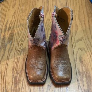 Brown and Pink Western Boots roper